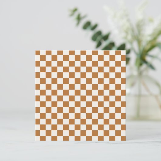 Copper and eggshell checkerboard pattern bedankkaart (Staand voorkant)