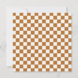 Copper and eggshell checkerboard pattern bedankkaart
