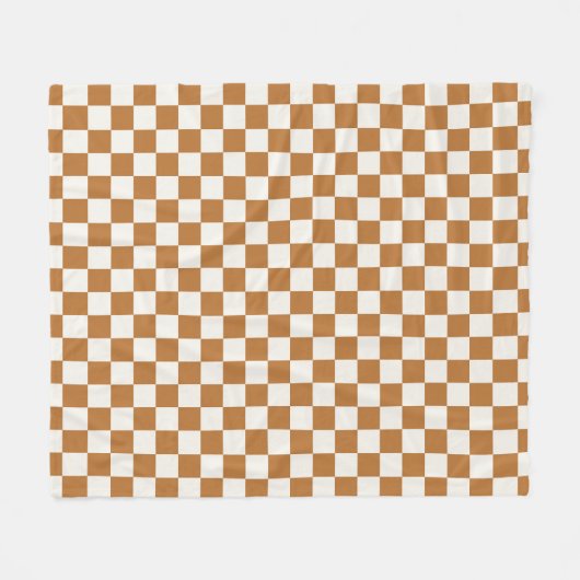 Copper and eggshell checkerboard pattern fleece deken (Voorkant (Horizontaal))