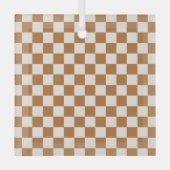 Copper and eggshell checkerboard pattern glas ornament (Voorkant)