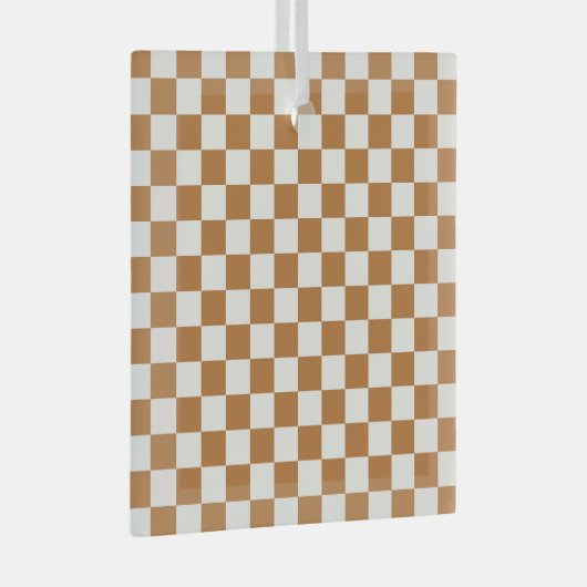 Copper and eggshell checkerboard pattern glas ornament (Voorkant Rechts)