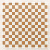 Copper and eggshell checkerboard pattern glazen onderzetter (Voorkant)