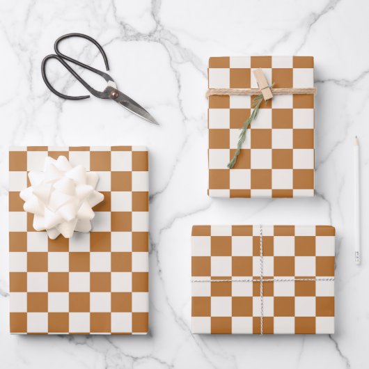 Copper and eggshell checkerboard pattern inpakpapier vel (Voorkant)