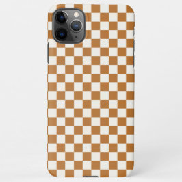 Copper and eggshell checkerboard pattern iPhone 11Pro max hoesje