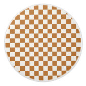 Copper and eggshell checkerboard pattern keramische knop (Voorkant)