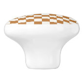 Copper and eggshell checkerboard pattern keramische knop (Zijkant)