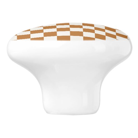 Copper and eggshell checkerboard pattern keramische knop (Zijkant)