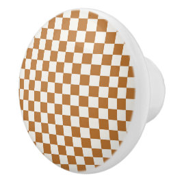 Copper and eggshell checkerboard pattern keramische knop