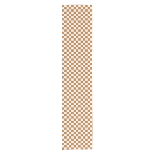 Copper and eggshell checkerboard pattern korte tafelloper (Voorkant)