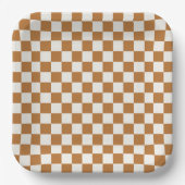 Copper and eggshell checkerboard pattern papieren bordje (Voorkant)