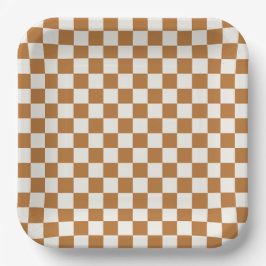 Copper and eggshell checkerboard pattern papieren bordje