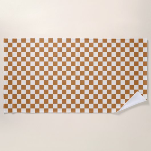 Copper and eggshell checkerboard pattern strandlaken (Voorkant)