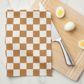 Copper and eggshell checkerboard pattern theedoek (Quarter Fold)