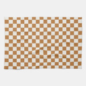 Copper and eggshell checkerboard pattern theedoek (Horizontaal)