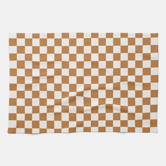 Copper and eggshell checkerboard pattern theedoek (Horizontaal)