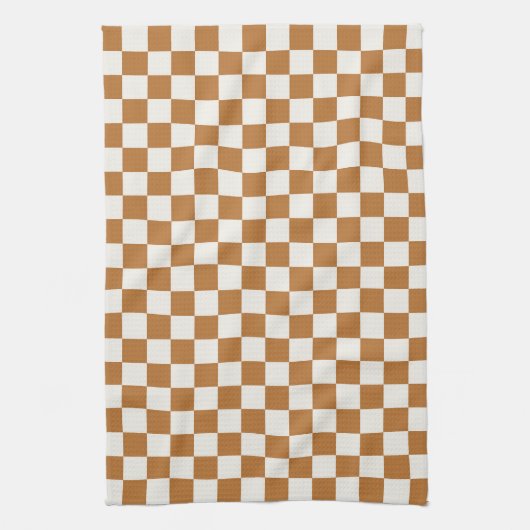 Copper and eggshell checkerboard pattern theedoek (Verticaal)