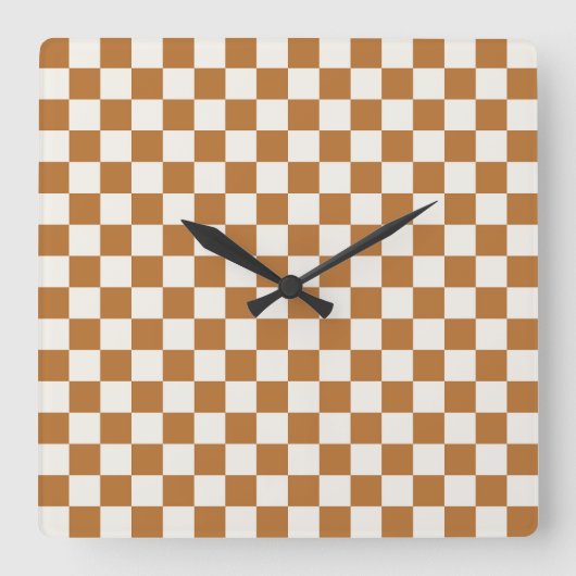 Copper and eggshell checkerboard pattern vierkante klok (Voorkant)