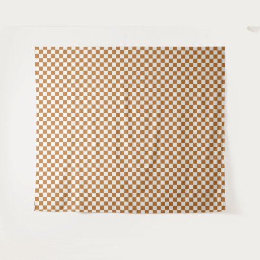 Copper and eggshell checkerboard pattern wandkleed (Voorkant (horizontaal))