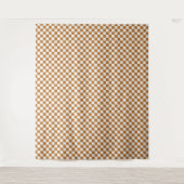 Copper and eggshell checkerboard pattern wandkleed (Voorkant)