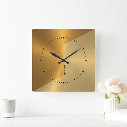 Copper and gold geometric design personalized vierkante klok (Huis)