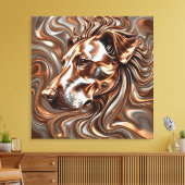 Copper and Silver Metallic Swirl Dog Portrait Canvas Afdruk (Insitu (Woonkamer))