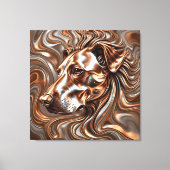 Copper and Silver Metallic Swirl Dog Portrait Canvas Afdruk (Voorkant)
