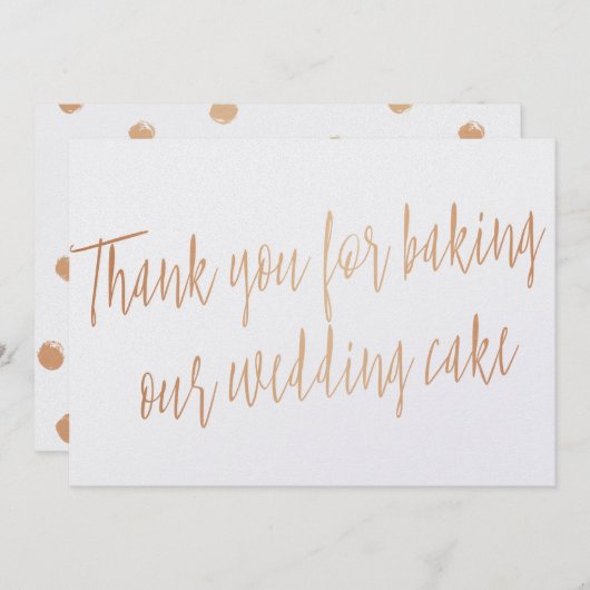Copper "Bedankt voor het bakken van onze bruidstaa Bedankkaart (Voorkant / Achterkant)