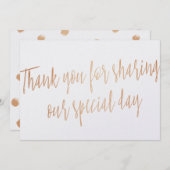 Copper "Bedankt voor het delen van onze speciale d Bedankkaart (Voorkant / Achterkant)