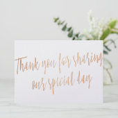Copper "Bedankt voor het delen van onze speciale d Bedankkaart (Staand voorkant)