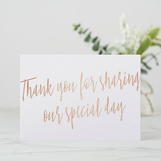 Copper "Bedankt voor het delen van onze speciale d Bedankkaart (Staand voorkant)