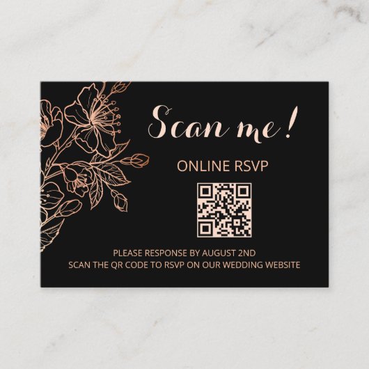 Copper Black Gothic Wedding QR Code RSVP online Informatiekaartje (Voorkant)