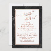 Copper Black Marble Celebrate met Us Wedding Fun Kaart (Voorkant)