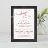 Copper Black Marble Celebrate met Us Wedding Fun Kaart (Staand voorkant)