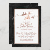 Copper Black Marble Celebrate met Us Wedding Fun Kaart (Voorkant / Achterkant)