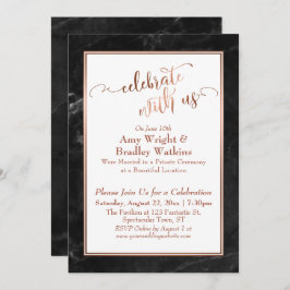Copper Black Marble Celebrate met Us Wedding Fun Kaart