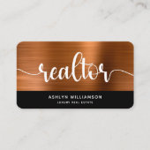 Copper Black Realtor Foto QR Code Broker Agent Visitekaartje (Voorkant)