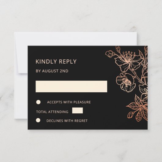  Copper Black Wedding RSVP Kaartje (Voorkant)