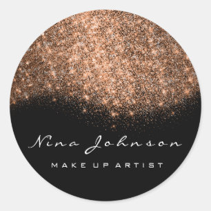 Copper Black White Glitter Makeup Artist Beauty Ronde Sticker