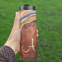 Copper Blue Gold Agate Geode Uw Initiaal toevoegen