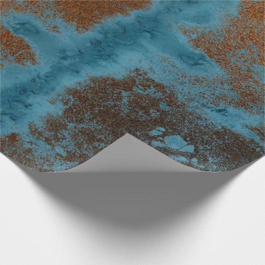 Copper Blue Patina Metallic Grungy Urban Abstract Cadeaupapier (Hoek)