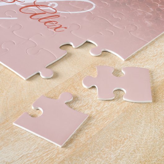 Copper Blush Confetti Glitter Ombre Monogram Legpuzzel (Zijkant)