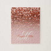 Copper Blush Confetti Glitter Ombre Monogram Legpuzzel (Verticaal)