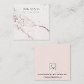COPPER BLUSH PINK MARBLE STUD EARRING DISPLAY LOGO VIERKANTE VISITEKAARTJE (Voorkant / Achterkant)