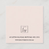 COPPER BLUSH PINK MARBLE STUD EARRING DISPLAY LOGO VIERKANTE VISITEKAARTJE (Achterkant)