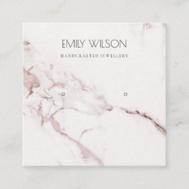 COPPER BLUSH PINK MARBLE STUD EARRING DISPLAY LOGO VIERKANTE VISITEKAARTJE