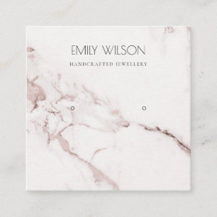 COPPER BLUSH PINK MARBLE STUD EARRING DISPLAY LOGO VIERKANTE VISITEKAARTJE