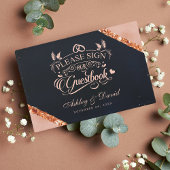 Copper Blush Pink Navy Geometric Wedding Gastenboek