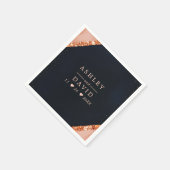 Copper Blush Pink Navy Geometric Wedding Servet (Hoek)