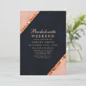 Copper Blush Pink Navy Modern Bachelorette Weekend Kaart (Staand voorkant)