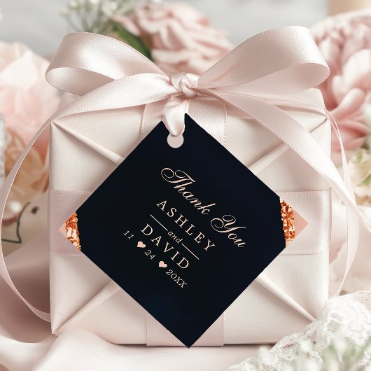 Copper Blush Roze Navy Geometric Dank u Label